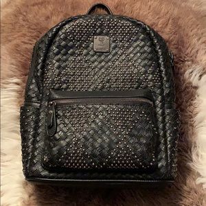 *Rare* MCM Stark Studded Woven Leather Backpack